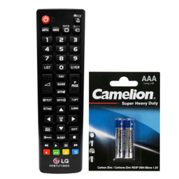 ریموت کنترل تلویزیون ال جی مدل RM-L1605 به همراه باتری نیم قلمی کملیون