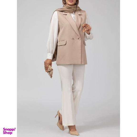 جلیقه رسمی زنانه برنس مدل نوژه رنگ نسکافه ای