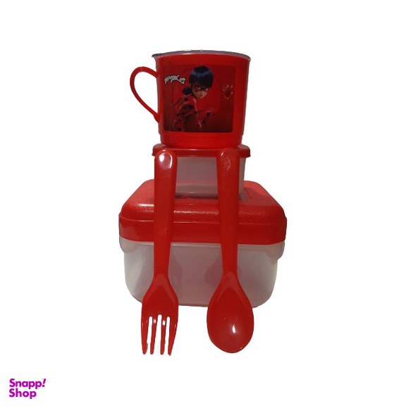 سرویس 5 تکه ظرف غذاخوری کودک پادیز مدل دختر کفشدوزکی