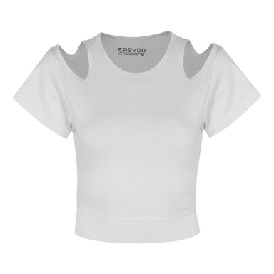 کراپ تیشرت آستین کوتاه زنانه ایزی دو مدل 3843059879 رنگ سفید