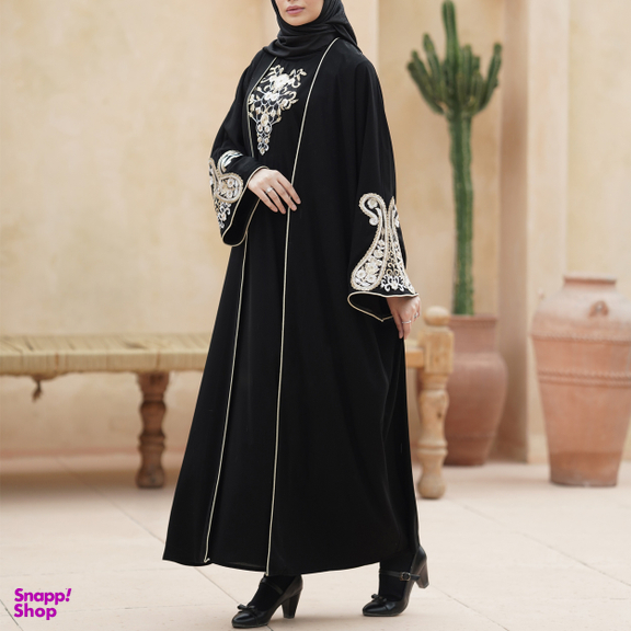 مانتو زنانه مدل عبایی مجلسی کد 301 رنگ مشکی