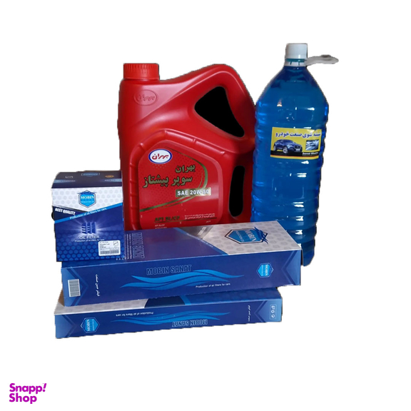 پک روغن موتور بهران و فیلتر روغن و هوا و کابین مبین و شیشه شوی خودرو مناسب پژو 405 و پرشیا و سمند مجموعه 5 عددی