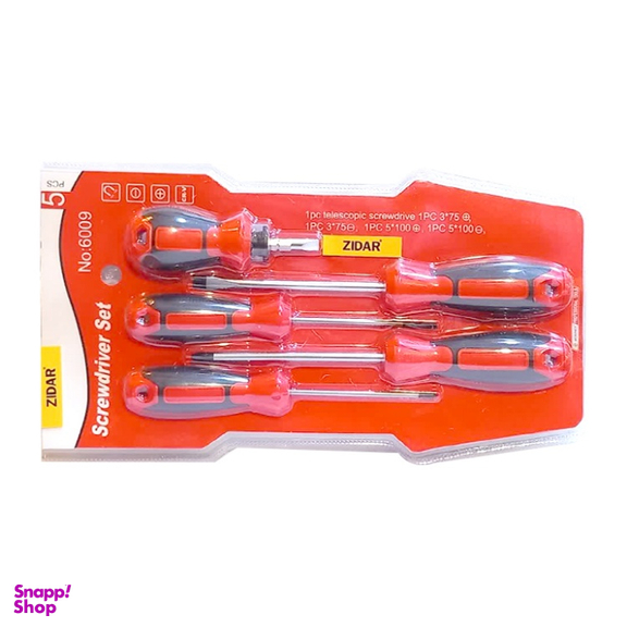 مجموعه پیچ گوشتی زیدار کد 2030015 بسته 5 عددی