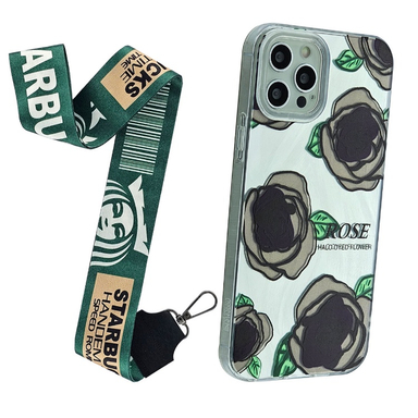 کاور گوشی موبایل کریتیو مدل گل رز مناسب برای اپل iPhone 12 / 12 Pro به همراه بند آویز