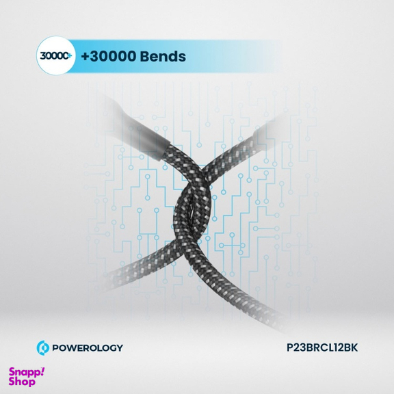 کابل دیتا 60 وات Type-C به Lightning پاورولوژی مدل Braided طول 1.2 متر