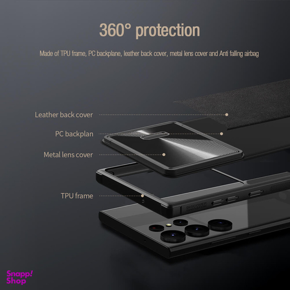 کاور نیلکین مدل CamShield Leather S Case مناسب برای گوشی موبایل سامسونگ Galaxy S23 Ultra