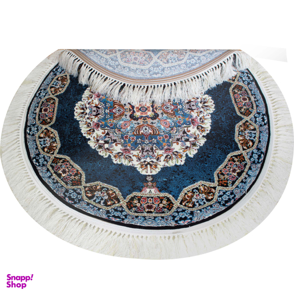 فرش ماشینی مدل دایره طرح هالیدی زمینه سرمه ای
