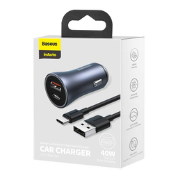 شارژر فندکی بیسوس مدل tzccjd-0g به همراه کابل تبدیل USB-C