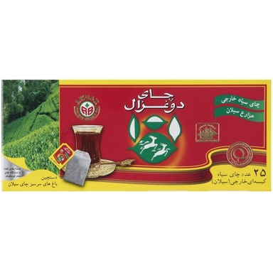 چای کیسه ای ساده دو غزال بسته 25 عددی