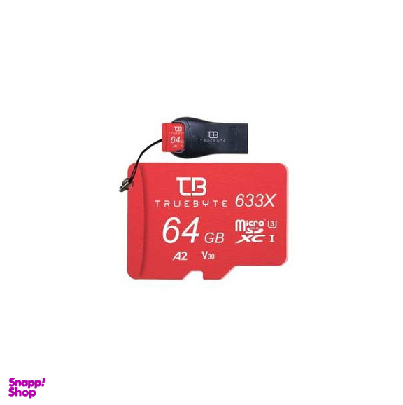 کارت حافظه microSD XC تروبایت مدل 633X-A2-V30 کلاس 10 استاندارد UHS-I U3 ظرفیت 64 گیگابایت به همراه آداپتور