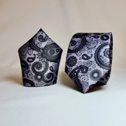 ست کراوات و دستمال جیب مردانه آیکت مدل بته جقه محو کد z2