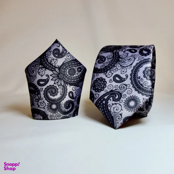 ست کراوات و دستمال جیب مردانه آیکت مدل بته جقه محو کد z2