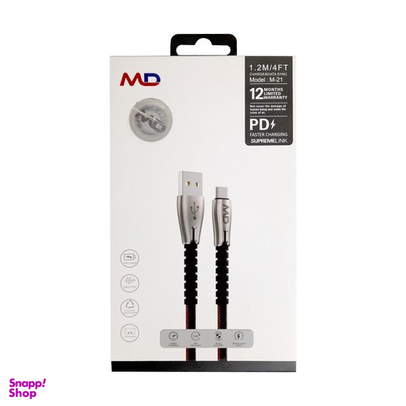کابل تبدیل USB به microUSB ام دی مدل M-22 طول 1.2 متر