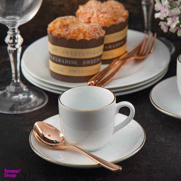 ست فنجان و نعلبکی 12 پارچه قهوه خوری چینی زرین ایران مدل ایتالیا 6 زرین درجه یک