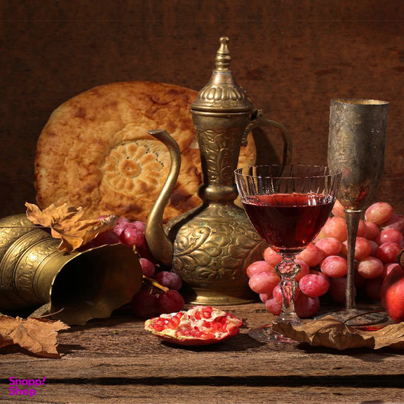 تابلو فرش ابریشم چاپی بدون تار و پود هانوکس مدل میز پاییز کد HAT.119.1