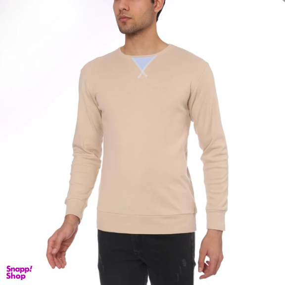 تیشرت راحتی آستین بلند مردانه مدل GD-s-17675351 رنگ کرم