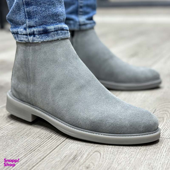 بوت چرم طبیعی مردانه مدل چلسی کد 952 رنگ طوسی