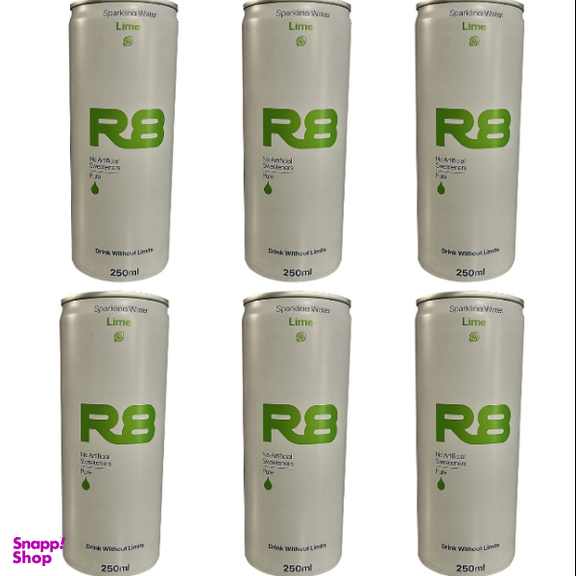 آب گاز دار لیمویی آر8 هپی لایف حجم 250 میلی لیتر بسته 6 عددی