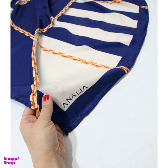 روسری زنانه آنالیا مدل ابریشم دست دوز طرح زنجیری کلاسیک کد ana-2821