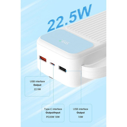 پاوربانک پی زد ایکس مدل V31 Fast Charge 22.5W Cabled ظرفیت 30000 میلی آمپر ساعت