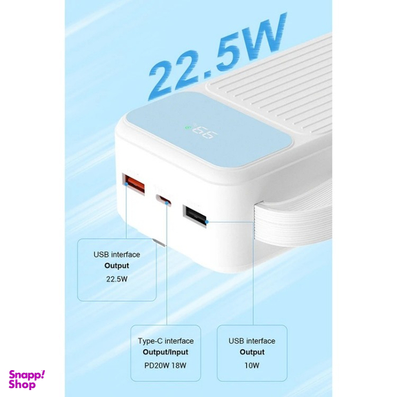 پاوربانک پی زد ایکس مدل V31 Fast Charge 22.5W Cabled ظرفیت 30000 میلی آمپر ساعت