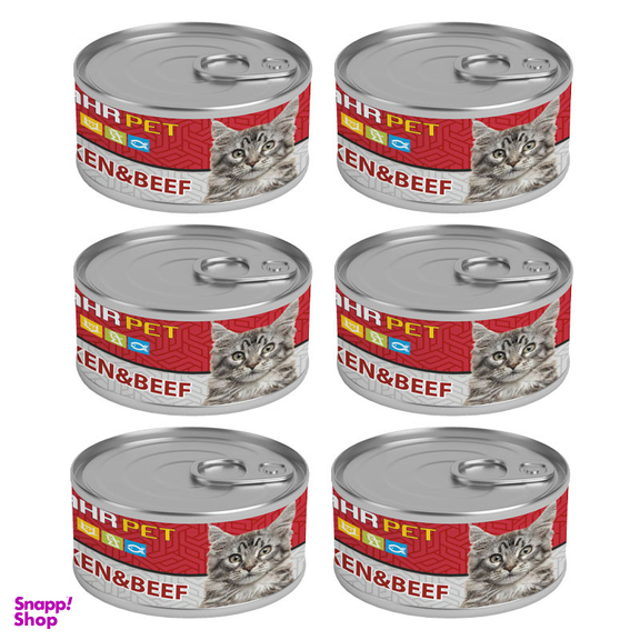 کنسرو نچرال گربه شهرپت مدل Chicken Beef وزن 120 گرم بسته 6 عددی