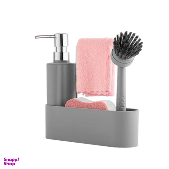 ست مخزن مایع دستشویی و فرچه لیمون کد RM2124 به همراه استند و اسکاج