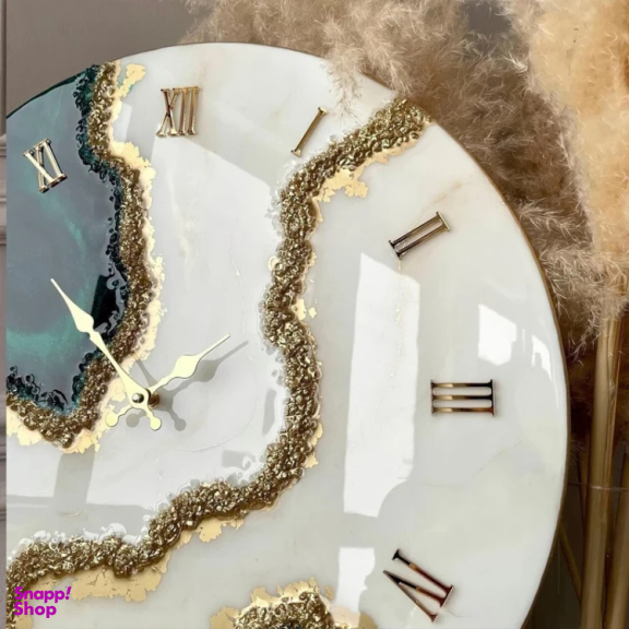 ساعت دیواری دست ساز رزین مدل مرمر کد CL01