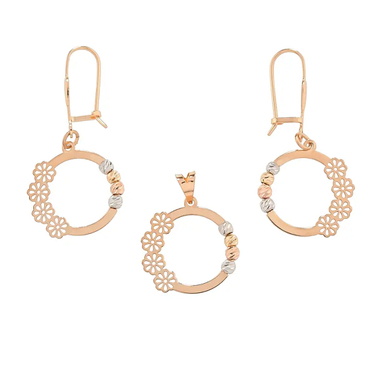 نیم ست طلا 18 عیار زنانه میلی گالری مدل گوی تراش طرح گل کد MT255