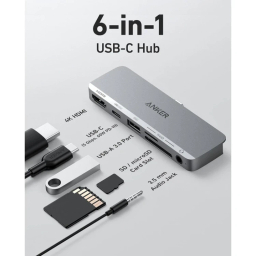 USB هاب 6 پورت Type-C انکر مدل 541 USB-C Hub 6in1
