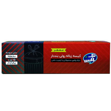 کیسه زباله معطر تیک پلاس مدل بنددار سایز متوسط بسته 15 عددی