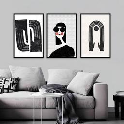 تابلو بکلیت مدل طرح نقاشی مینیمال دست و چهره B-1109 مجموعه 3 عددی