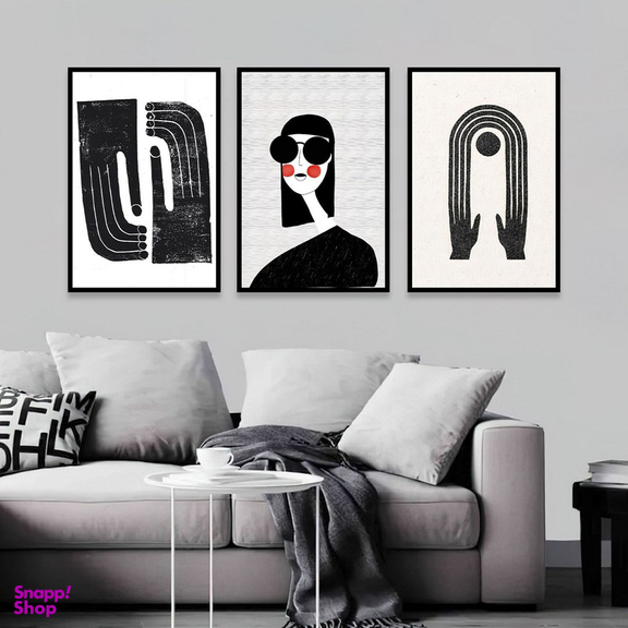 تابلو بکلیت مدل طرح نقاشی مینیمال دست و چهره B-1109 مجموعه 3 عددی