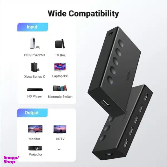 سوئیچ 6 پورت HDMI 2.0 یوگرین مدل CM568 کد 90512 به همراه ریموت کنترل
