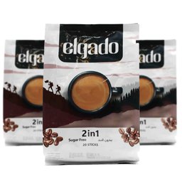 قهوه فوری بدون قند 2×1 الگادو وزن 10.6 گرم بسته 20 عددی