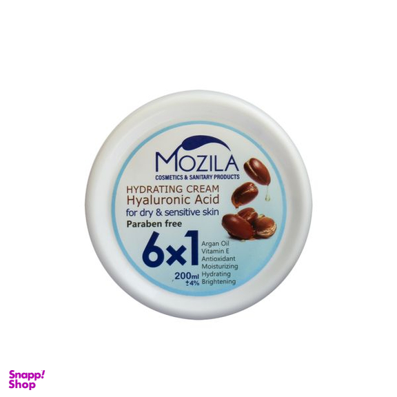 کرم آبرسان موزیلا مدل هیالورونیک اسید و روغن هسته آرگان حجم 200 میلی لیتر