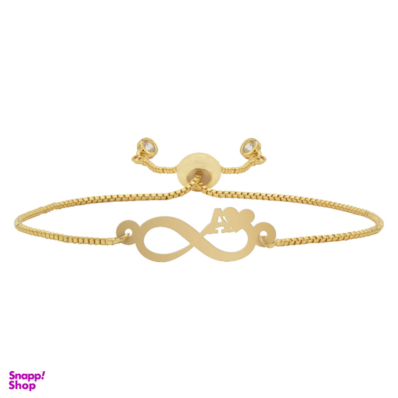 دستبند طلا 18 عیار زنانه شمیم گلد گالری مدل بی نهایت قلب و حرف A کد D42-22