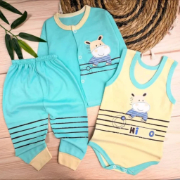 ست 3 تکه لباس نوزادی مدل Hippo کد 4048