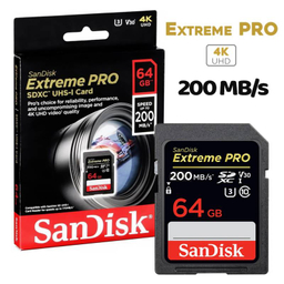 کارت حافظه SDXC سن دیسک مدل Extreme Pro V30 کلاس 10 استاندارد UHS-I U3 سرعت 200mbps ظرفیت 64 گیگابایت