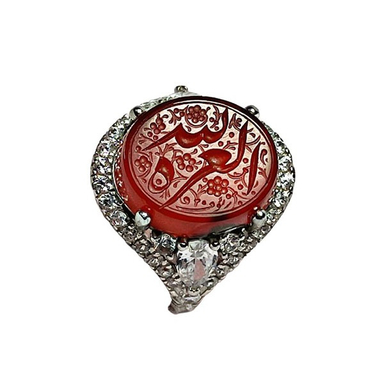 انگشتر زنانه نقره مدل عقیق سرخ