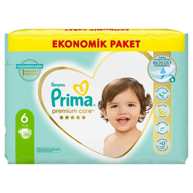 پوشک بچه پریما مدل New Premium Care سایز 6 بسته 35 عددی