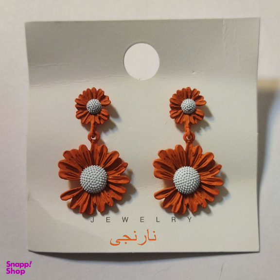 گوشواره زنانه مدل آویزی طرح گل بابونه