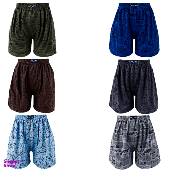 شورت مردانه آرال مدل پادار طرح روزنامه ای کد P700 بسته 6 عددی