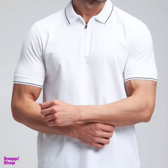 تیشرت مردانه ست من مدل یقه دار نیم زیپ کد TY174 رنگ سفید
