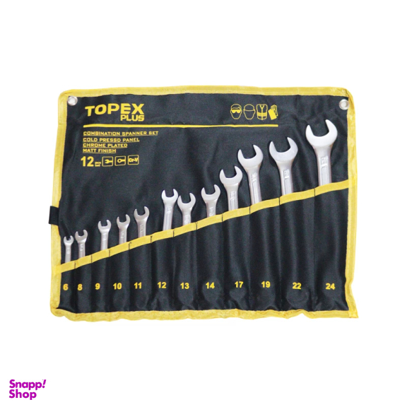 آچار یکسر تخت و یکسر رینگی تاپکس مدل YP-6-24MM مجموعه 12 عددی