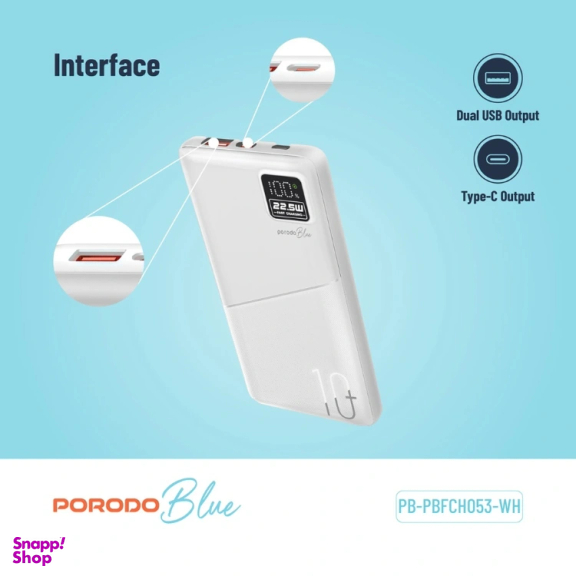 پاوربانک پرودو مدل Blue PB-PBFCH053 ظرفیت 10000 میلی آمپر ساعت