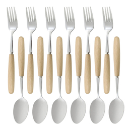 سرویس قاشق و چنگال 12 پارچه مدل چوب و استیل