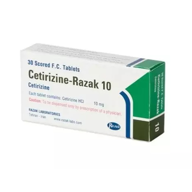 قرص سیتریزین 10 میلی گرم رازک بسته 30 عددی