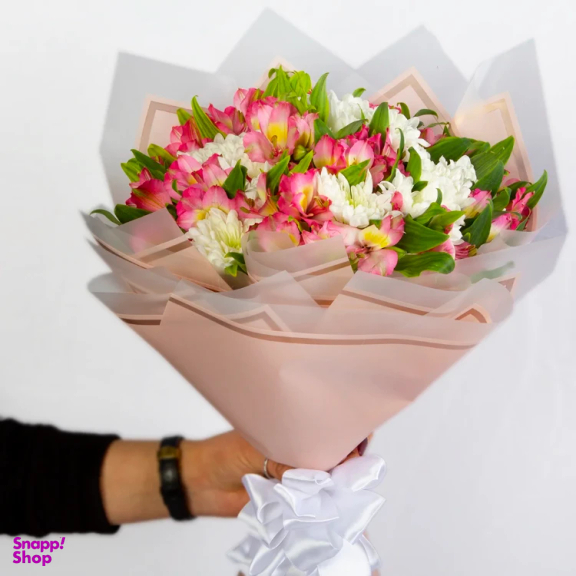 دسته گل داوودی طبیعی گل باختر مدل 25165