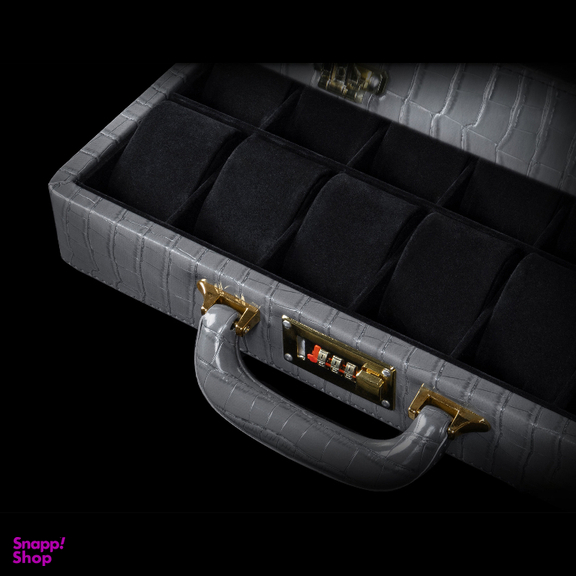 جعبه ساعت 12 خانه چرمی طرح کروکودیلی کد TW-2483